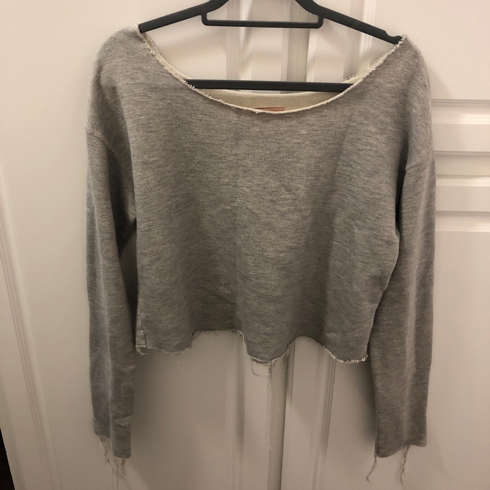 🧡Mother raw edge off shoulder sweater